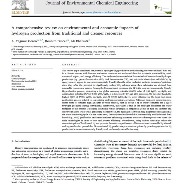 Mohammadali Khalvati - A comprehensive review on environmental and economic impacts of hydrogen production from traditional and cleaner resources pdf