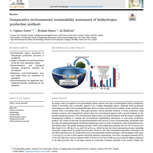 Mohammadali Khalvati - Comparative environmental sustainability assessment of biohydrogen production methods pdf
