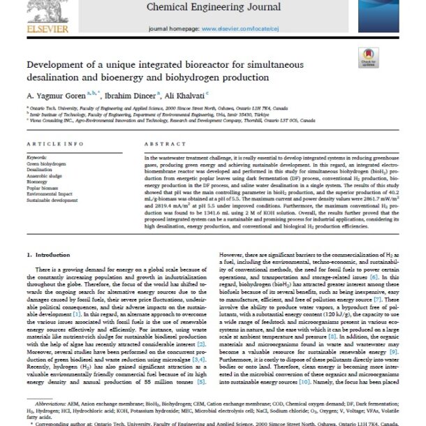 Mohammadali Khalvati - Development of a unique integrated bioreactor for simultaneous desalination and bioenergy and biohydrogen production pdf
