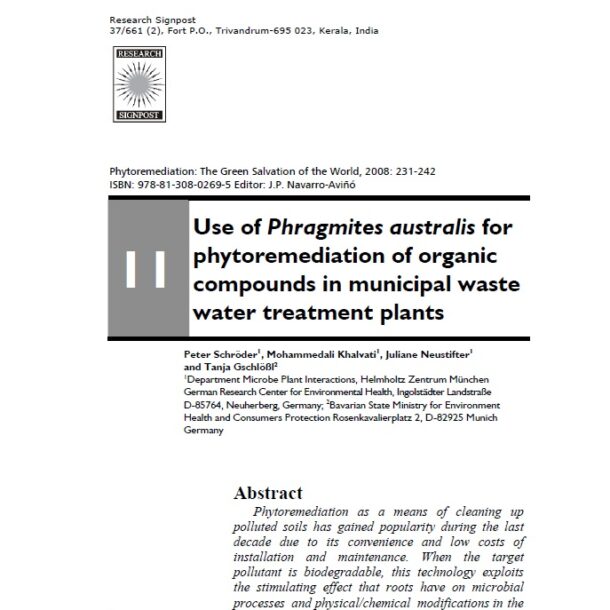 Mohammadali Khalvati - Use of Phragmites australis for phytoremediation of organic compounds in municipal waste water treatment plants pdf