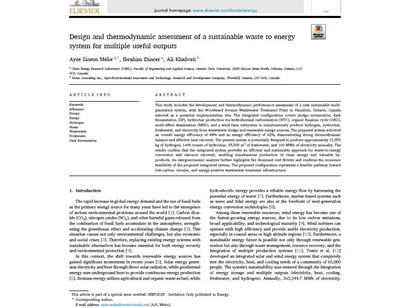 Design and thermodynamic assessment of a sustainable waste to energy system for multiple useful outputs - Viona Group