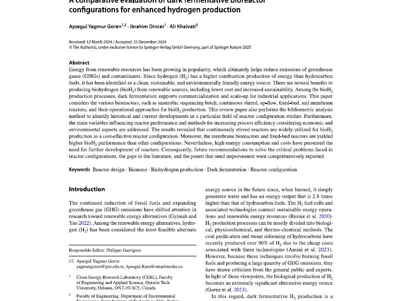 A comparative evaluation of dark fermentative bioreactor configurations for enhanced hydrogen production